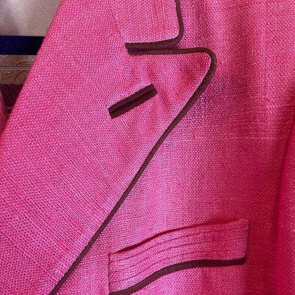 Ritzy Angelo Galasso Couture Italy Silk  XL Pink Jacket - Picture 3 of 10